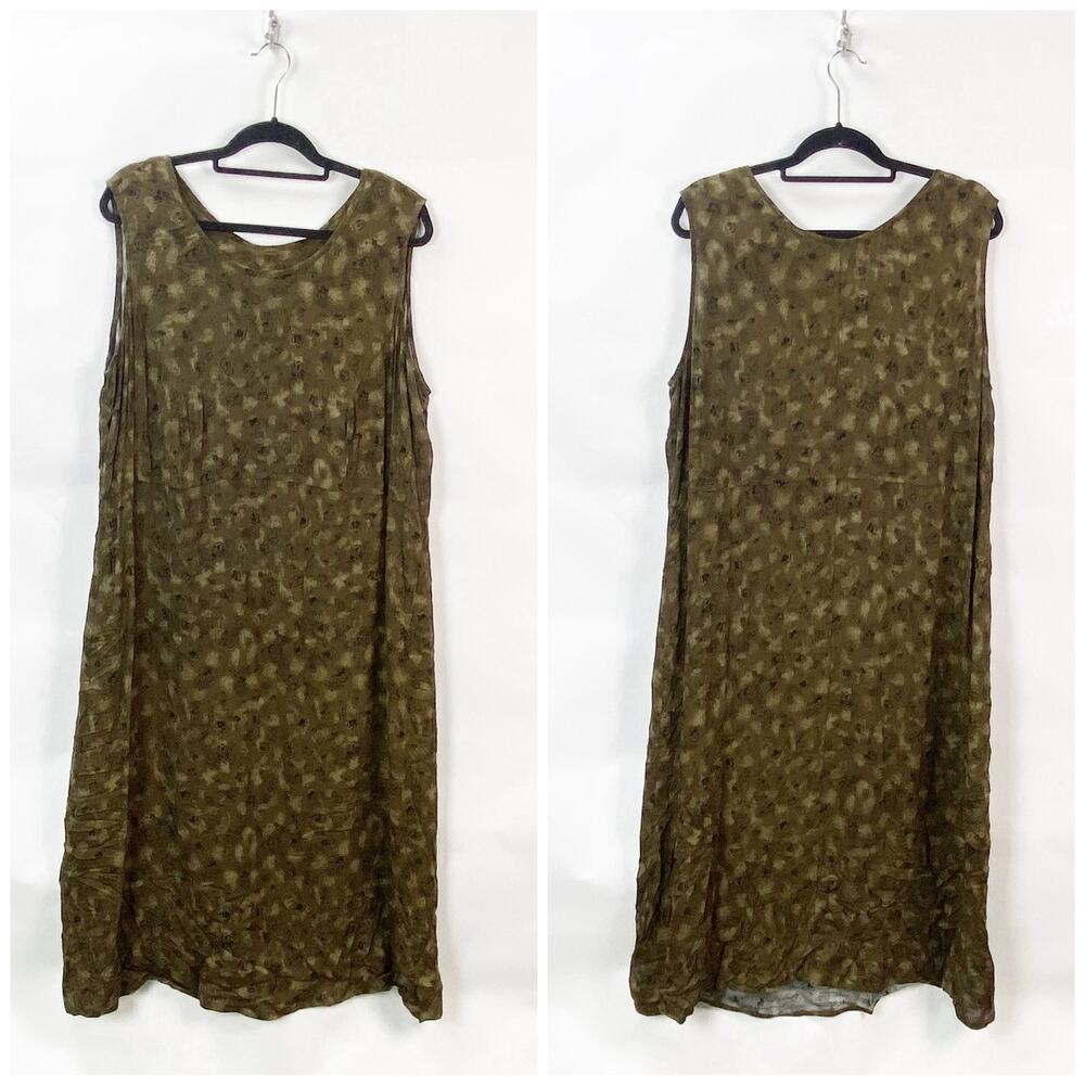 Vintage Lady Dorby 20W Plus Womens Brown Olive Print Sleevless Long Dress